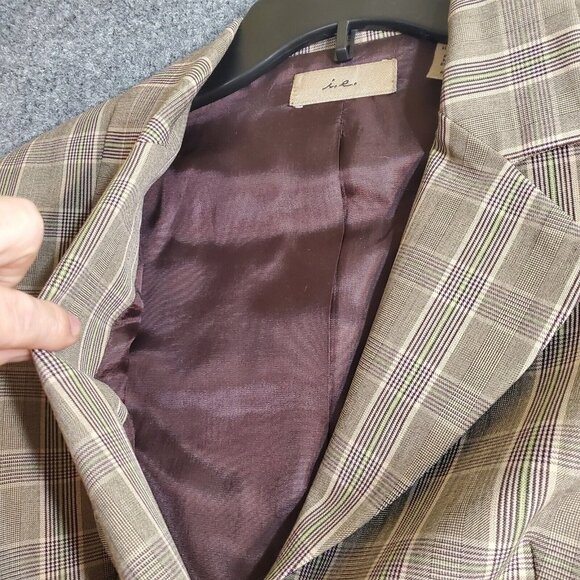 Vintage  I.e Adult Women Business Blazer Jacket Brown Striped Size 8 - Picture 4 of 12